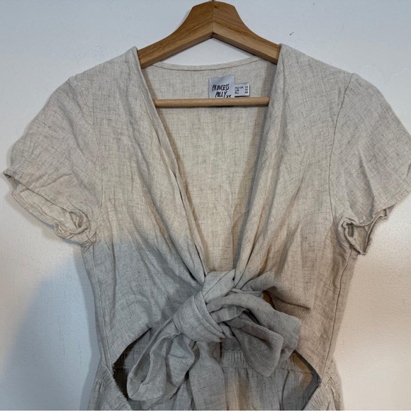 Princess Polly Beige Cutout Tie-Front Romper – Size US 10 - Picture 4 of 6